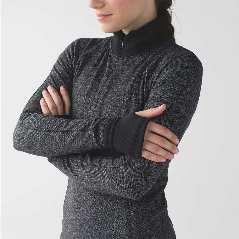 Lululemon Runderful 1/2 Zip Mini Check Pique Black